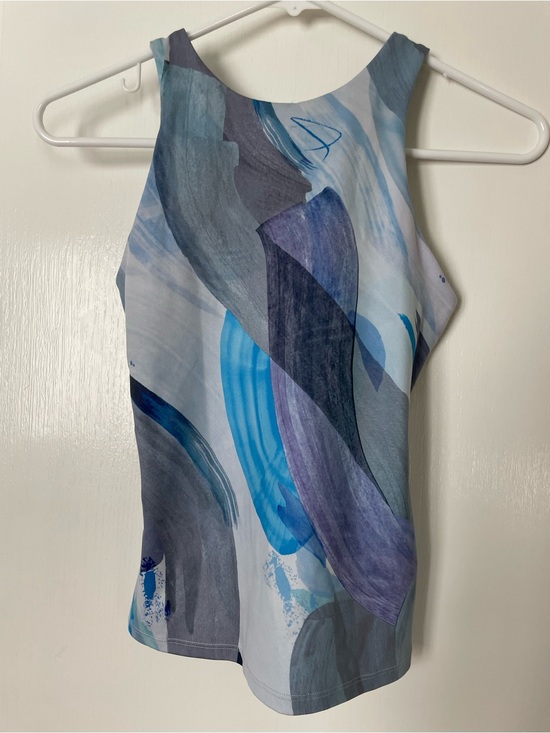 Athleta Tops - Athleta Abstract Brushstroke Tank Top - Blue & Gray